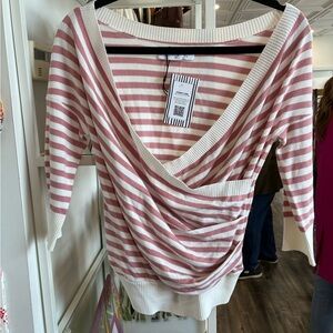 PAISIE pink and white striped sweater size M